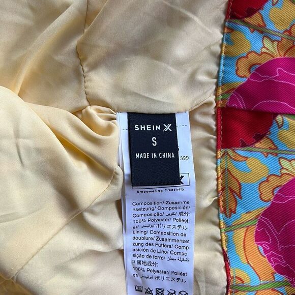 Shein Floral Crop Top Puffy Sleeves v Neck Small - Picture 6 of 9